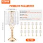 VEVOR Vase de mariage, lot de 12, supports de fleurs de mariage en cristal de 49 cm de haut, vase or en métal pour centre de tab