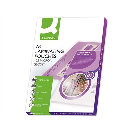 Q-Connect 44012 Pochette Plastification Économique Plastification Chaud Format A4 125 Microns Lot de 100 Assorties