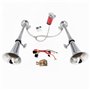 YIYIDA Klaxon de voiture Air Horn 24V Klaxon de bateau Klaxon d'air de voiture Double tube zinc chromé argenté 170db Trompette d