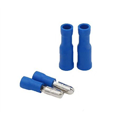 Grapelet Lot de 100 cosses de câble - Connecteurs ronds bleus x 50 - Cosses rondes bleues x 50 - Connecteurs à sertir isolés - P