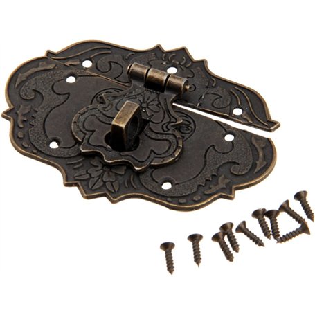 Mgoodoo 76 x 57 mm Loquet Serrure Vintage Antique Moraillon Fermoirs en Fer Bronze Antique Verrous pour Décoratifs Cabinet Armoi