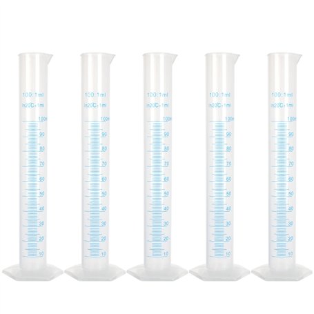 LOLYSIC Lot de 10 cylindres gradués en plastique transparent de 100 ml