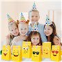 20 Pcs Sachet Bonbon Emoji, Sac Cadeau Papier avec 24 Autocollants, Sac Bonbon Anniversaire Petit, Pochette Cadeau Papier à 8 Mo