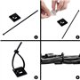 SRunDe Lot de 100 serre-câbles auto-bloquants multi-usages en nylon avec 100 supports de base adhésifs, organiseur de câbles pou