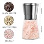 Ensemble de Moulins à Sel et Poivre en Acier Inoxydable Réglable Moulin a Sel Poivrier Manuel Moulin à Sel Verre et Inox pour Cu