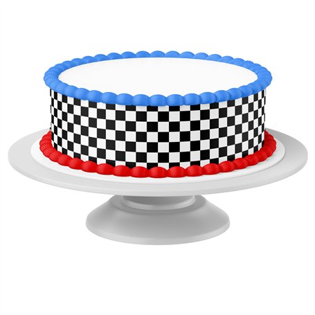 Ruban pour gâteaux Checkered Flag NOIR comestible - 4 pièces de 24cm x 5cm adapté aux gâteaux jusqu'à 30 cm à manger avec - déco