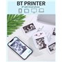 Mini imprimante portable Imprimante photo thermique sans Fil BT Imprimante de Poche Pocket avec 13 Rouleaux de Papier Thermique,
