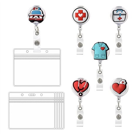 6 Pièces Porte Badge Infirmiere Badge Infirmiere Porte-badges avec Clip Rétractable Badge Infirmiere Personnalisé Attache Badge