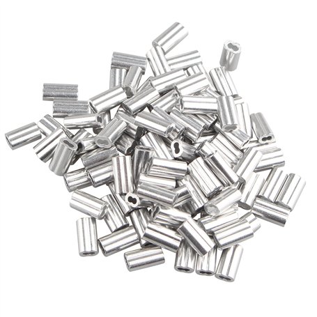 Futheda Lot de 100 clips à sertir en aluminium avec double viroles/trous pour câble métallique de 1