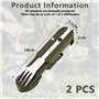 Lot de 2 couverts de camping pliants en acier inoxydable 5 en 1 - Ouvre-bouteille - Couverts de camping comme couteau, fourchett