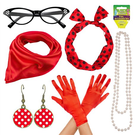 Nizirioo Rockabilly Accessoires 50 Accessoires Ensemble d'accessoires Rockabilly 1950s Accessoires femme Rockabilly Accessoires