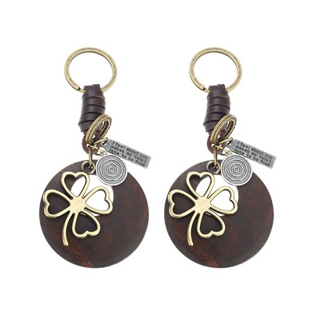 Porte-Clés Trèfle À Quatre Feuilles 2 Pièces