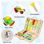 Jouet Boîte à Outils Enfant, 34 Pièces Jouet en Bois Malette Outils et Établis, Créatif et Éducatif DIY 3D Jeux de Construction,