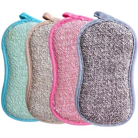 JJiaoLinin Lot de 4 Eponge Reutilisable Lavable de Cuisine,Éponge Microfibre,Anti Rayure et Multi-Surfaces,pour Nettoyer la Vais