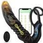 Contrôle APP Hommes Massage de la prostate Hommes Massage de la prostate avec double anneau de queue en silicone Plug anal Dild