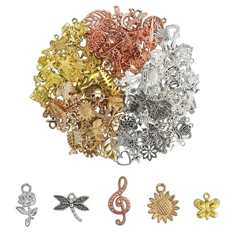 LWMLWM Lot de 150 pendentifs en métal - Style vintage - Accessoires esthétiques pour le bricolage et la fabrication de bijoux