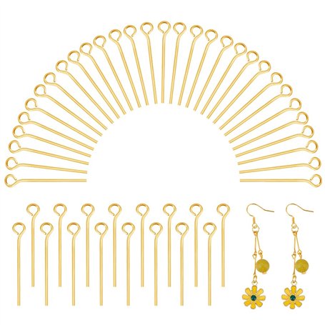 PH PandaHall 200pcs 20mm Clous Tête Ronde Broches de Tête en Laiton