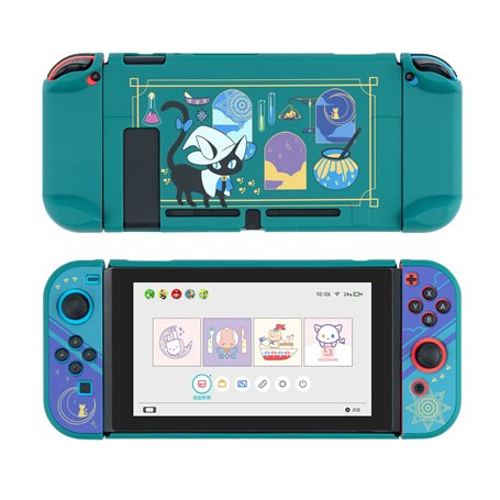 GeekShare Halloween Étui de Protection Alchemy Cat Compatible avec Nintendo Switch et Joy Con - Étui Mince à Absorption des Choc
