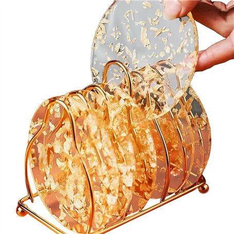 Table Dorés Ronds en Feuille d'or