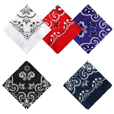 Lot de 5 bandanas carrés 100% coton