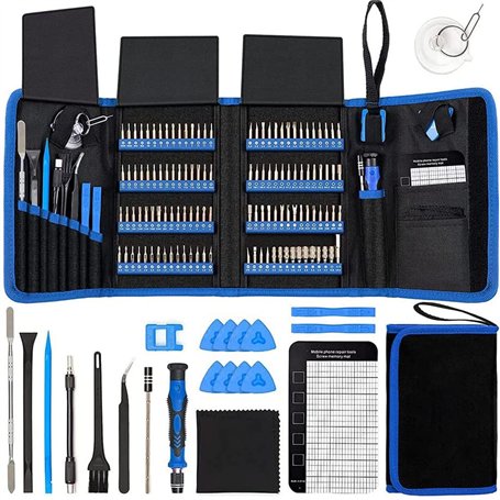 Pardarsey Lot de 142 tournevis de précision électroniques avec kit d'outils de réparation magnétique 120 embouts compatibles ave