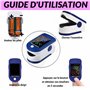 Lot de 2 Oxymètres de Pouls Professionnels – Saturation Oxygène SpO2 & Fréquence Cardiaque – Écran LED HD – Pour Sport, Maison,