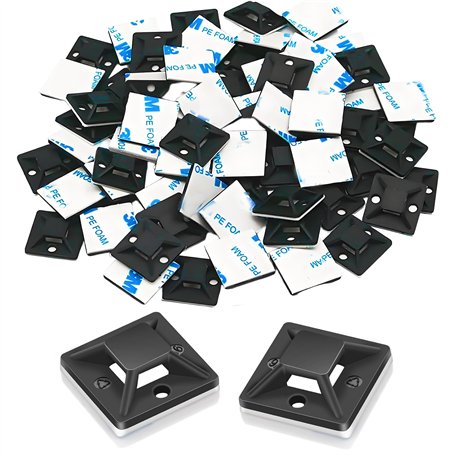 Supports Base Attache-Câbles Auto-Adhésifs Bases Serre-Câbles Noires Support à Ventouse Autocollant
