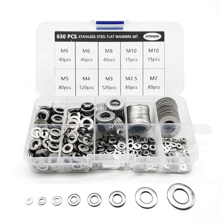 630 Rondelles Plates En Acier Inoxydable Assortiment Kit