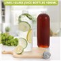 LIMILI Lot de 2 bouteilles en verre avec couvercles en acier inoxydable de 1 000 ml, anti-fuites, réutilisables, pour boissons c