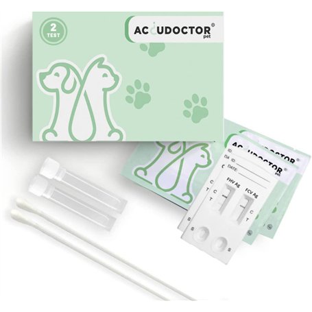 2 Accudoctor Test FPV Panleucopénie Féline + Giardia Lamblia Chats Test Rapide félin Animaux vétérinaire Animaux vétérinaire san