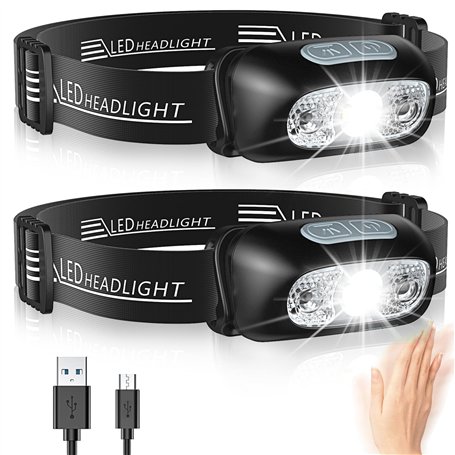 Glangeh Lampe Frontale LED Puissante avec Capteur Mouvement