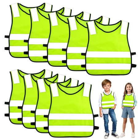 EASYKEENECOM Lot de 9 gilets de sécurité pour enfants - Gilet de sécurité pour enfants - Gilet réfléchissant pour enfants - Pour