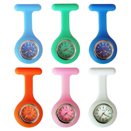 WIYETY Lot de 6 montres d'infirmière : montres d'infirmière avec clip & étui en silicone extensible et pointeur lumineux