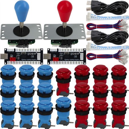 SJ@JX Arcade Game 2 Player Controller DIY Kit Microswitch Button 4&8 Way Joystick Zero Delay USB Encodeur Fighting Stick Handles
