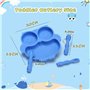 Bol Bebe en Silicone avec 3 Cuillère Fourchette Vaisselle Ventouses Enfant Plaque Co