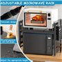 NLMWTI Étagère à Micro-Ondes Réglable avec Porte-couteau 6 Crochets, 2 Niveaux Support de Four à Micro-Ondes Extensible, Porte-M