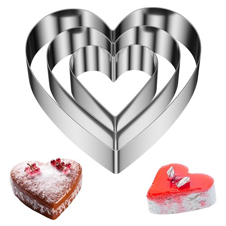 Luazvilkpsar 3 Pièces Cercle a Patisserie Coeur en Inox