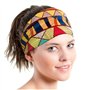 Lot de 4 bandeaux africains avec 2 bandeaux en soie - Foulards bohémiens - Imprimé rétro - Bandeau extensible - Bandeau de sport