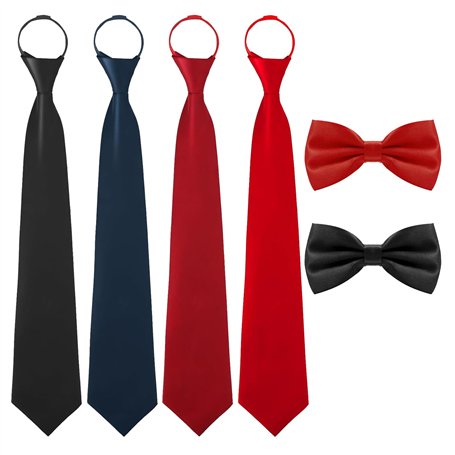 Lot de 4 cravates pour hommes et 2 nœuds papillon pour homme