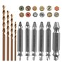 6 Pièces Extracteur de Vis Cassée Extracteurs de vis Double Tête Extracteur de Goujon avec 4 Forets Kit Extracteur de Vis pour E