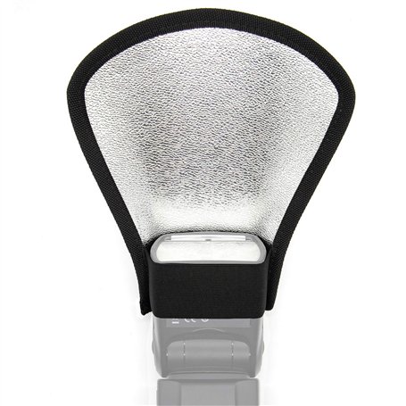 Ruberg-Réflecteur de Flash 2 en 1 diffuseur de Flash Universel réflecteur Pliable Argent/Blanc avec Bande de Caoutchouc Convient