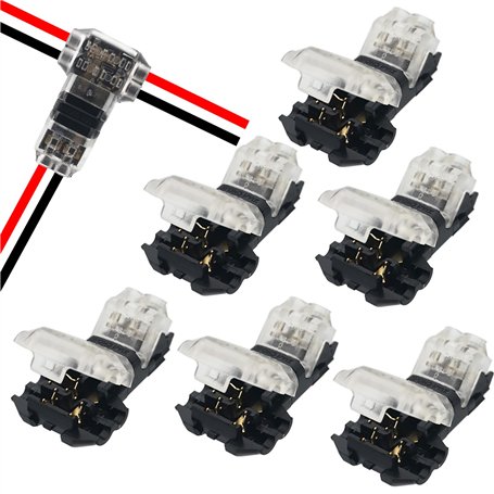 6 pcs Basse Tension T TAP 2 Connecteurs de Fil électrique 2 Voies 2 sans Soudures sans Dénudage pour Branchement de Mi-portée 20