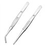 WOLMIK Lot de 2 pinces à épiler courbées en acier inoxydable 16 cm - Antidérapantes - Longues pinces droites et coudées - Pour a