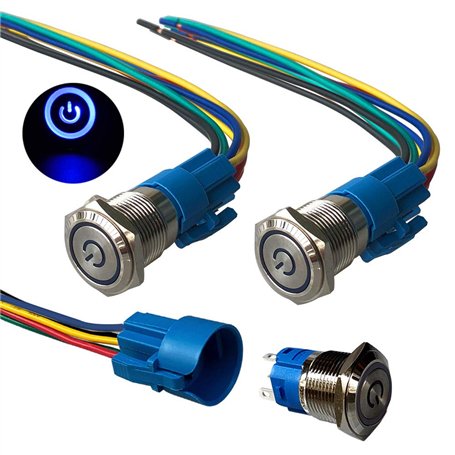 QitinDasen 3Pcs Premium 12V / 24V 5A Interrupteur à Bouton-Poussoir Auto-Bloquant