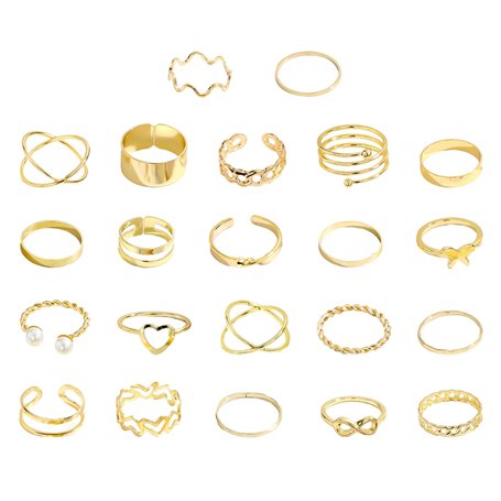 22 Pièces Bagues En Or