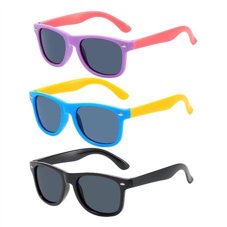 HDGSAFD Lot de 3 lunettes de soleil polarisées pour enfants - Lunettes de soleil polarisées - Protection UV - Lunettes de soleil