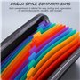 1 porte-documents coloré avec double fermeture éclair, organiseur de reçus et de factures avec étiquette