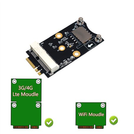 Adaptateur A/E Mini PCI-E vers M.2 (NGFF) avec Emplacement pour Carte SIM pour Module WiFi/WWAN/LTE
