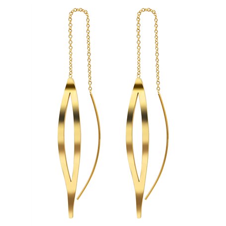 KristLand Plaqué Or Titane et Acier Boucles D'oreilles Courbes Feuilles Franges Collier Long Goutte D'eau Drapé Fileté Femmes Bo