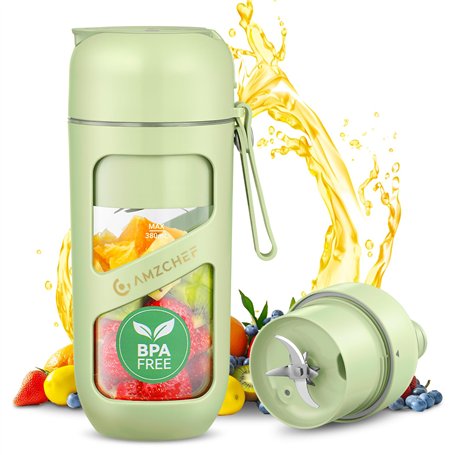 AMZCHEF Blender Portable - Mini Mixeur Sous Vide Pour Les Shake Et Les Smoothie - Forte Puissance De Coupe Avec 10 Lames